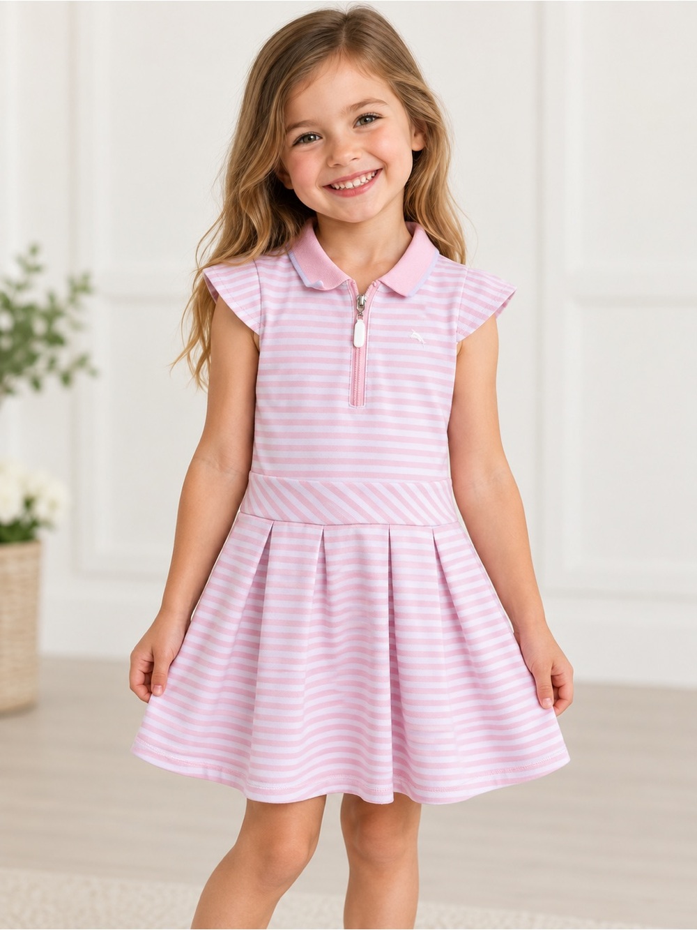 Tommy Bahama Girls Pink Striped Polo Dress Size 5/6